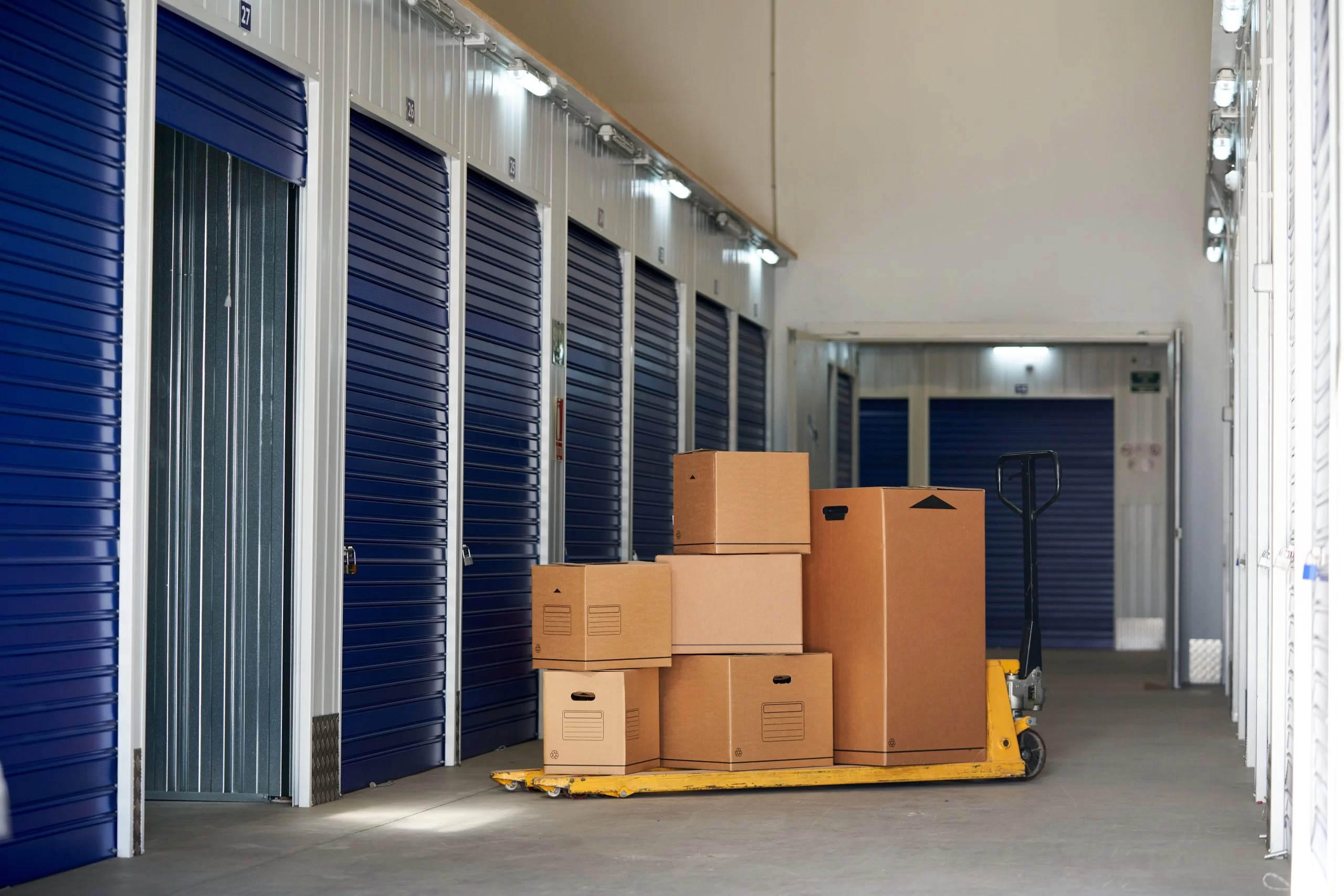 storage building with boxes