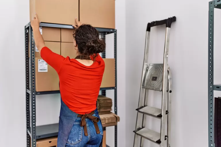 woman organizing packages